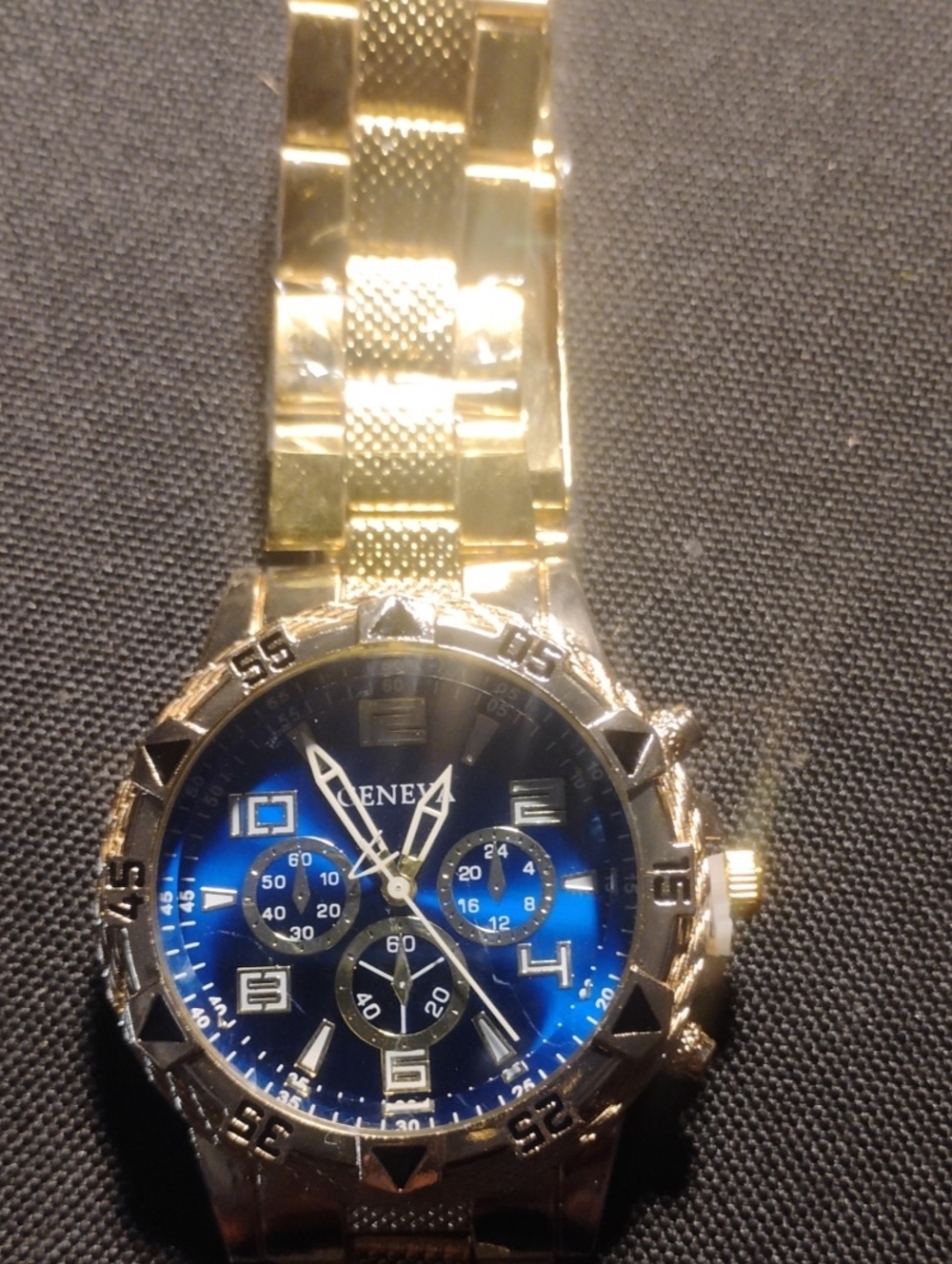Geneva Gold-Tone Men's Watch with Blue Dial